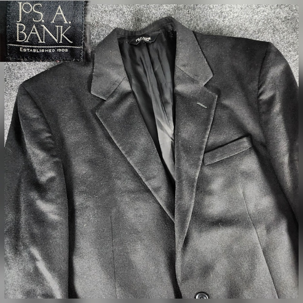 Jos A Bank Men's 100% Cashmere Black 2-Button Blazer Sport Coat Suit Jacket 46XL